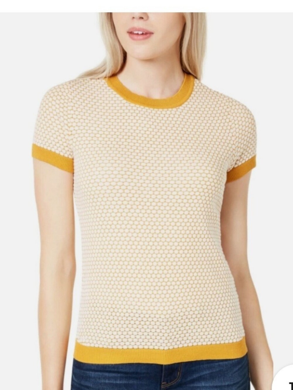 Maison Jules Womens Cotton Honeycomb Pullover Sweater